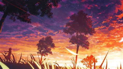 Cool Anime Purple Sunset Wallpapers - Wallpaper Cave