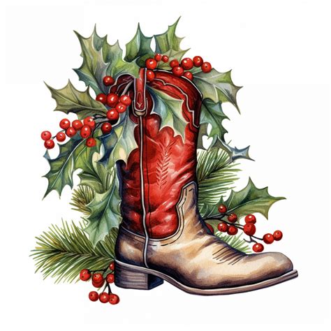 Christmas Cowboy Boots Art Free Stock Photo - Public Domain Pictures