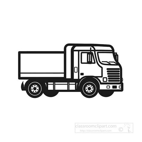 Transportation Outline Clipart-truck hauls oversized items black white outline clip art