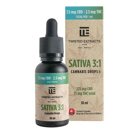 Twisted Extracts - Sativa 3:1 Cannabis Oil Drops (75 mg THC + 225 mg CBD) | Terra Cannabis