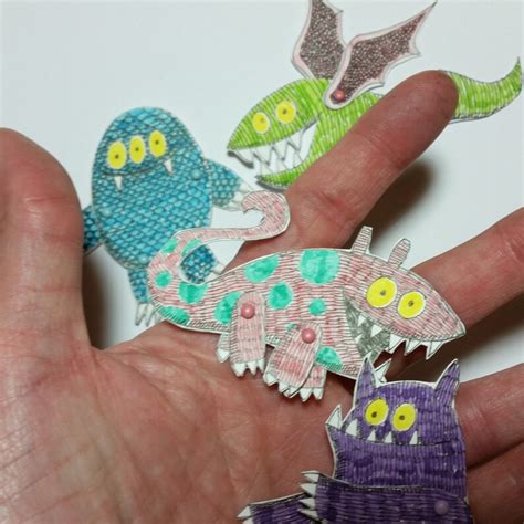 Monsters Animal Paper Dolls Puppets Patterns, Articulated Mechanical Animals, Printable Animal ...