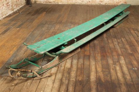 Vintage American Made Antique Wooden Snow Sled Toboggan For Sale at 1stdibs