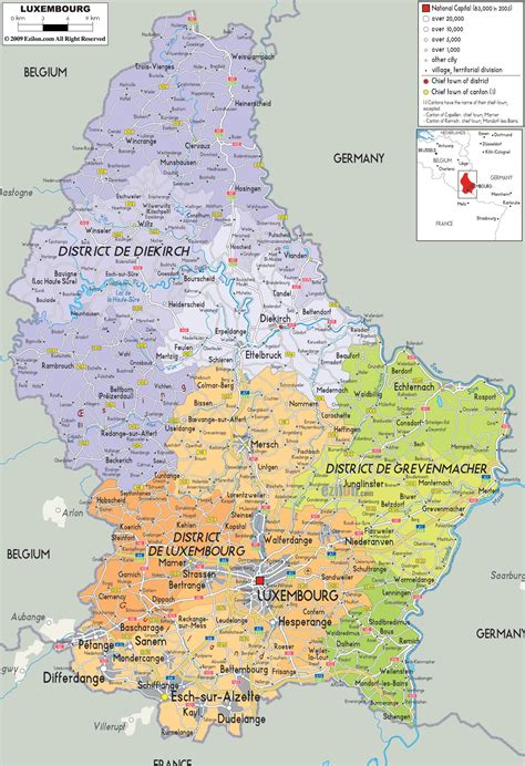 Map of Luxembourg - Luxembourg country map (Western Europe - Europe)