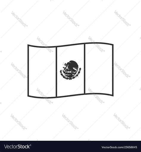 Mexico flag icon in black outline flat design Vector Image