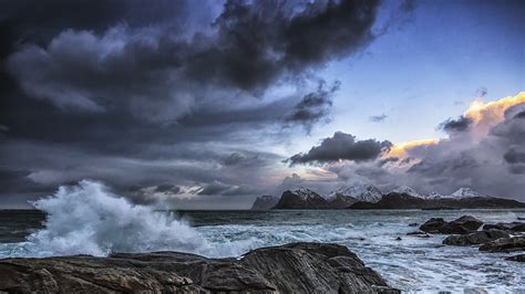 Picture storm cloud Ocean Nature Sky Coast Clouds 1920x1080