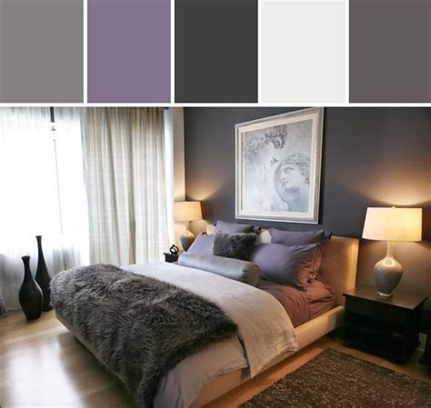 Résultat de recherche d'images pour "gray, purple, cream bedroom" Purple Bedroom Color Scheme ...