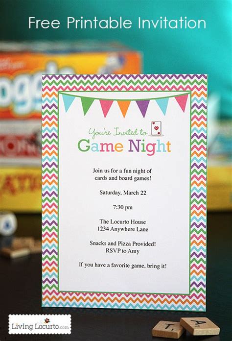 Game Night Party Ideas | Free Printable Invitation | Living Locurto | Free printable invitations ...