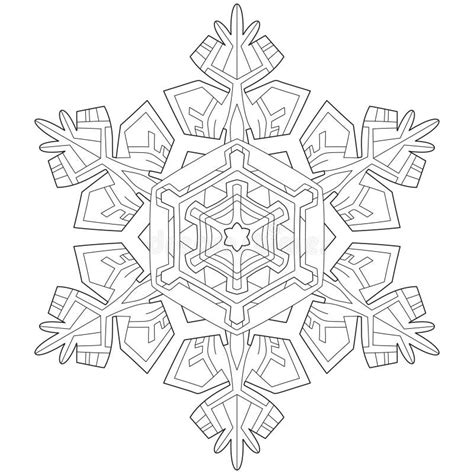 Abstract Mandala Snowflake Line Art Design for Coloring Page Stock Vector - Illustration of ...