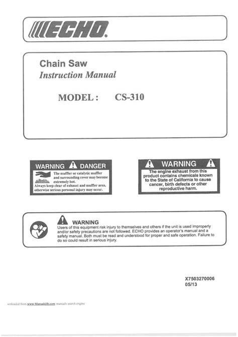 Echo Chainsaw CS 310 Operators Manual