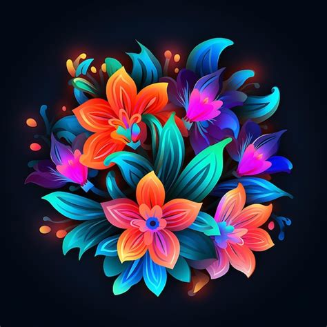 Premium Photo | Neon flowers background