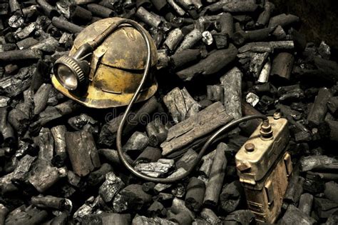 Miner tools and coal stock photo. Image of light, copper - 25545788