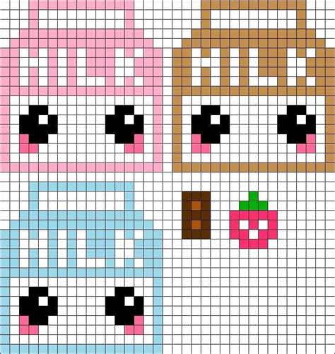 Strawberry, chocolate, and regular milk perler bead patterns | Pixel art pattern, Diy perler ...