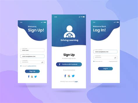 sign up and login UI template for Android and iOS by Duski saad hrp on Dribbble