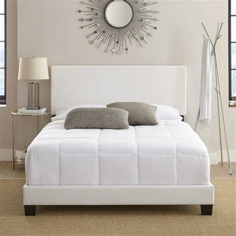 Premier Sutton Upholstered Faux Leather Platform Bed Frame, Twin, White - Walmart.com - Walmart.com