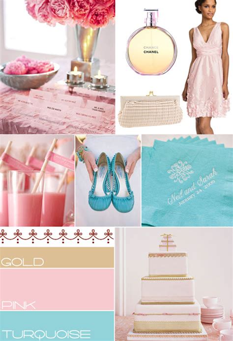 Pink turquoise and gold wedding colours palette,wedding theme