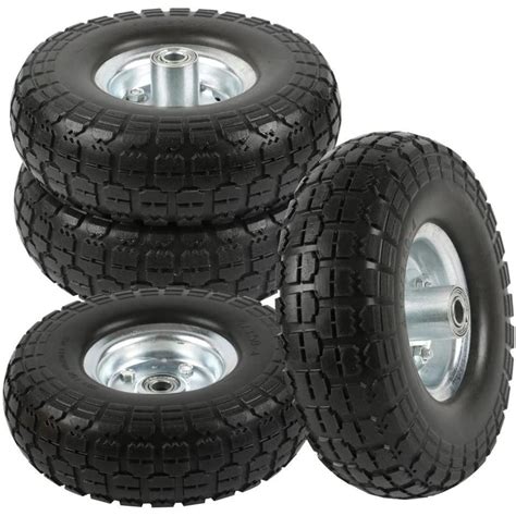 Bilot 4 Pcs 10-Inch Solid Rubber Tyre Wheels for Garden Utility Wagon Cart Trolley Tires ...