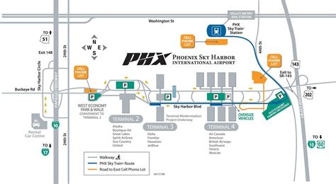 Phoenix airport map - Map Phoenix airport (Arizona - USA)