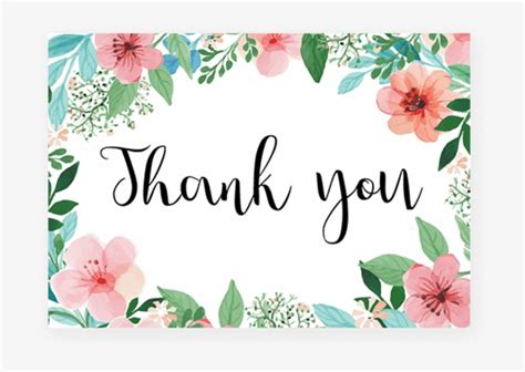 Thank You Card Floral Printable Thank You Cards Printable Lover ...