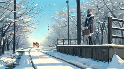 Tomoyo Sakagami Winter Tram - Clannad HD Wallpaper by 小半みるく