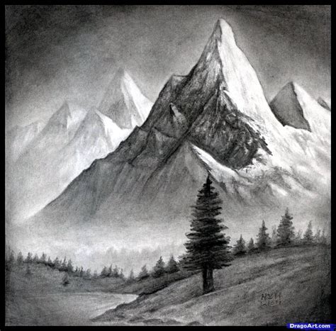 How to Draw a Realistic Landscape, Draw Realistic Mountains | Landscape drawings, Realistic ...