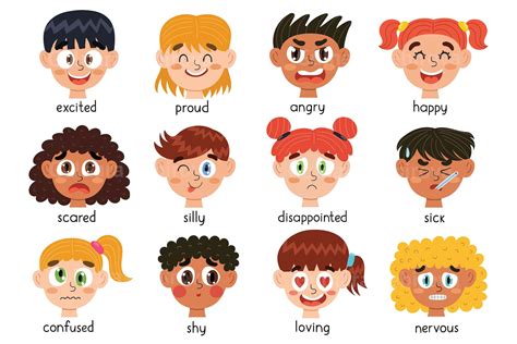 Emotions Clipart Kids Faces Emotions Clip Art Feelings Faces - Etsy