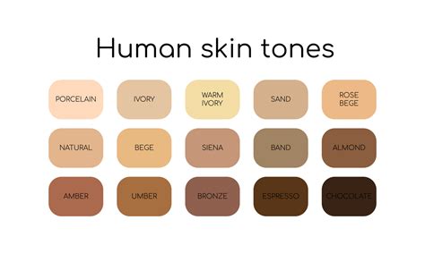 Skin tones palette by name. Different types human skin. Flat icon set. Vector 6683612 Vector Art ...