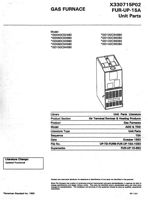 Trane Furnace: Parts List For Trane Furnace