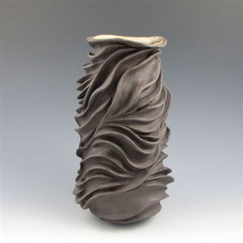 Organic Carved Sculptural Ceramic Pottery Vase: by jtceramics