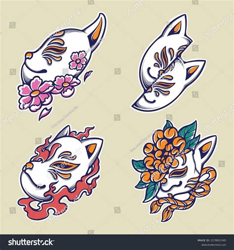 Japanese Anbu Mask Vector Set Stock Vector (Royalty Free) 2178912345 ...