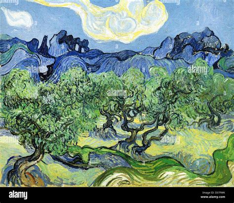 Vincent van Gogh, The Alpilles with Olive Trees in the Foreground. 1889. Post-Impressionism. Oil ...