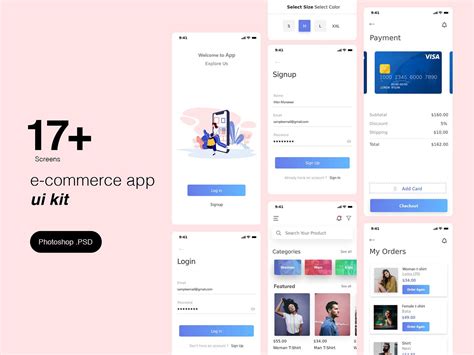 E-commerce App Ui Kit Template PSD скачать | pro-catalog.ru