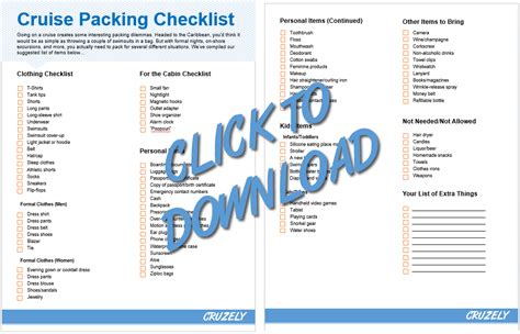 free printable caribbean cruise packing list - the cruise packing checklist 85 items to bring ...