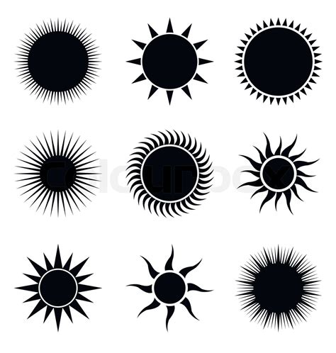 Black silhouette of sun icons | Stock vector | Colourbox