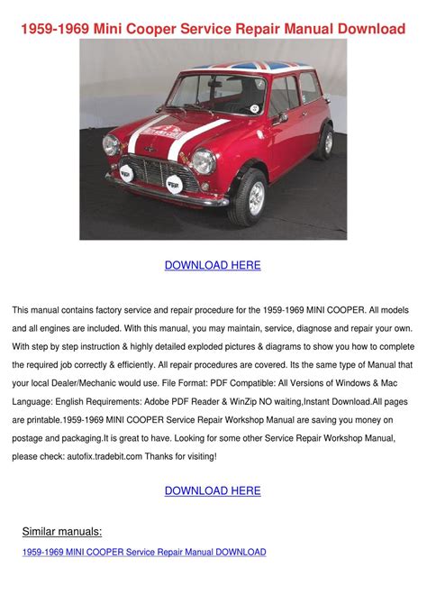 Mini Cooper Service Manual Download - yellowmedicine