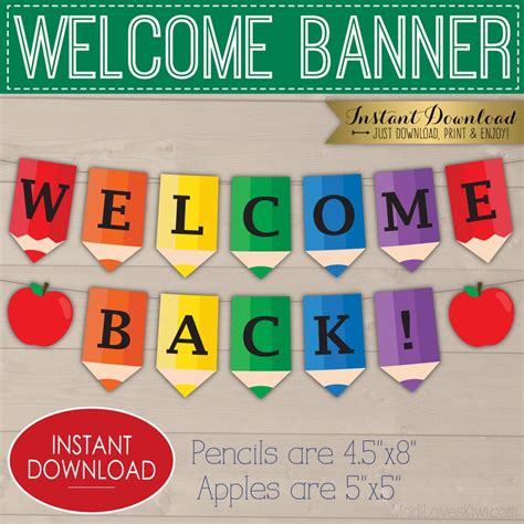 Printable Pencil Welcome Banner Rainbow Colored Back to | Etsy