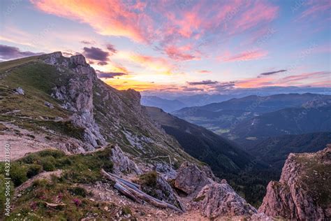 Sunset view at the iconic Seceda, Dolomites Stock Photo | Adobe Stock