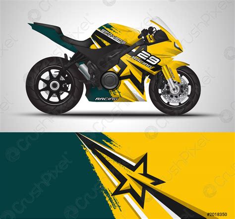 Racing motorcycle wrap decal and vinyl sticker design Vector ...