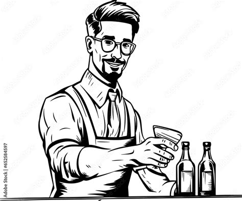 Bartender pose sketch drawing Stock Vector | Adobe Stock