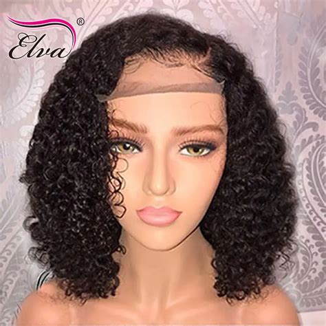 Elva Hair Curly Full Lace Human Hair Wigs Brazilian Short Full Lace Wig Pre Plucked Hairline ...