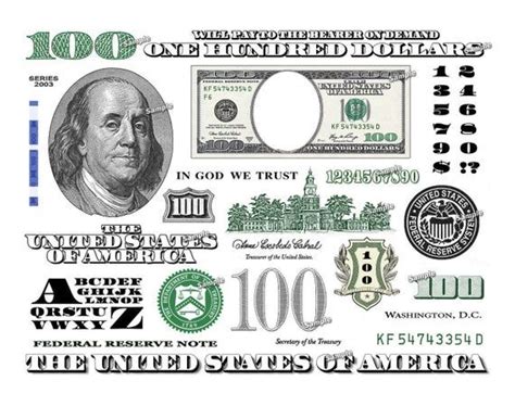 Hundred Dollar Bill Design Images Photoshop Transparent File PNG Graphics Vignette 100 Cash ...