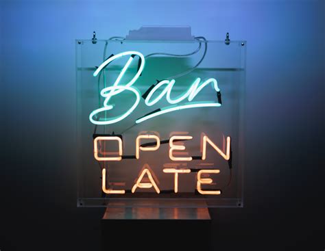 Bar open late neon 50cm x 50cm - Kemp London - Bespoke neon signs, prop hire, large format printing