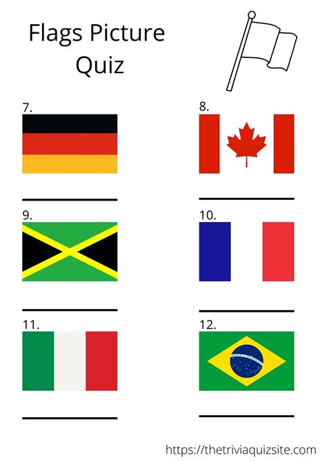 Flags Of The World Picture Quiz - FREE PRINTABLE - The Trivia Quiz Site