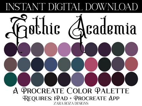 Gothic Academia Procreate Color Palette Graphic by ZaraRozaDesigns · Creative Fabrica