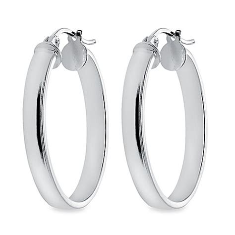 Sterling Silver Flat Hoop Earrings - Bed Bath & Beyond