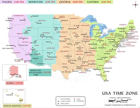 Usa Map With Time Zones And Cities - Corny Doralia