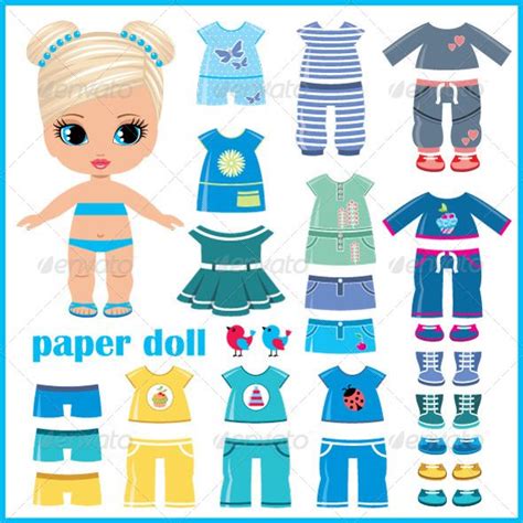 Paper Doll with Clothes Set | Paper dolls, Paper doll template, Paper dolls printable