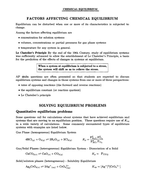 FACTORS AFFECTING CHEMICAL EQUILIBRIUM SOLVING