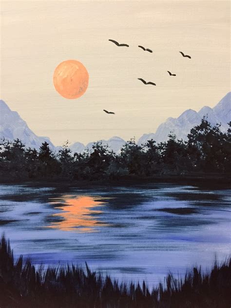 Fri Aug 07, 2015 7:30-9:30PM - Cool Summer Night | Easy landscape paintings, Intense art, Canvas ...