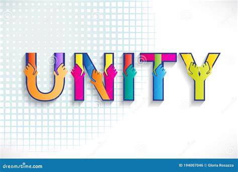 Unity Colorful Word Text With Handshaking Hands Logo Cartoon Vector | CartoonDealer.com #194007047