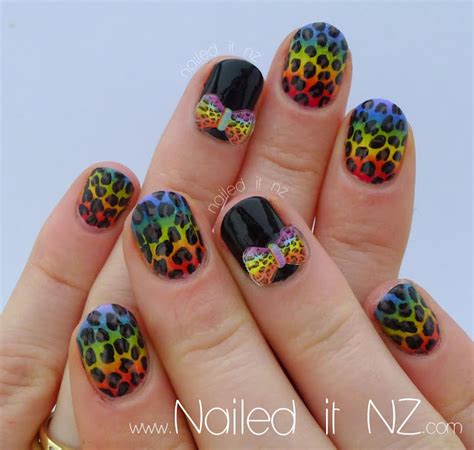 Rainbow leopard-print nails!